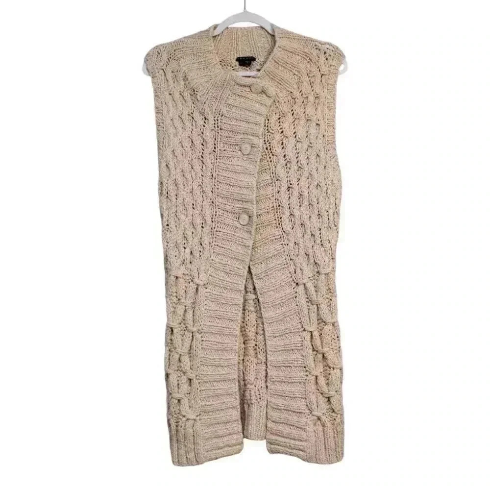 Theory Cream Cable Knit Sweater Vest